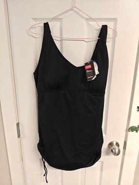 TYR Black Women's Tankini Swim Top with Adjustable Side Ties